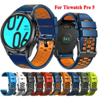 For TicWatch Pro 5 Smart Watch Band Sports Silicone Bracelet For TicWatch Pro 5 Wristband Replacement 24mm Strap Accessories