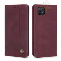 Case Untuk Oppo A16e Genuine Pola Casing Super PE Leather Cover Full 360 Degree TPU Waterproof  Red