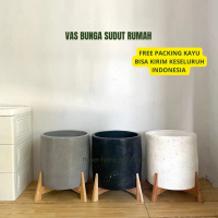 vas bunga besar - pot bunga sudut ruangan aesthetic keramik hiasan