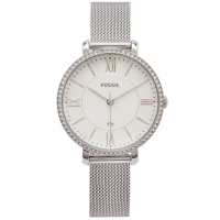 【FOSSIL】鑽鑲優雅風米蘭帶錶帶手錶-白面X銀色/36mm(ES4627)
