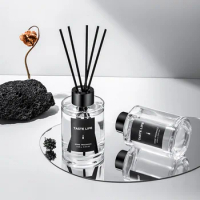 120ml Natural Reed Diffuser Set with Sticks, Scent Aroma Diffuser for Home, Office, Hotel, Bathroom Glass Fireless Oil Diffuser