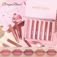 Dragonranee Lip Gloss 6pcs Set Matte Matte Non-Stick Cup Longlasting Nude Complexion Lip Gloss Cute Cheap Korean Set Box Makeups