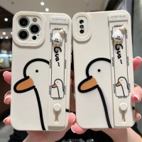 Suitable for Samsung Galaxy S22ultra Note20ultra S21 S20fe S21ultra S20 S20 S10 TPU Soft Cartoon Duck with Bracelet Protector
