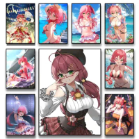 Sakura Miko Hololive Girl Poster Stickers Art Wall Murals Decor Game Room Decor Gifts HD Painting