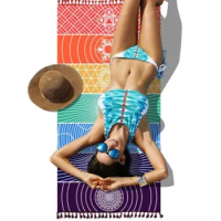 Comfortable Relax Travel Rainbow Floor Mat Tapestry Yoga Carpet Rug Beach Towel Meditation Carpet