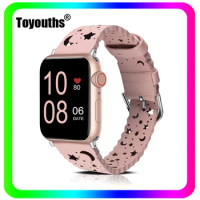 Toyouths Leather Watch Strap for Apple Watch Women Chic Watch Band Breathable Wrist Band for iWatch Series 8 7 6 5 4 3 2 1 SE