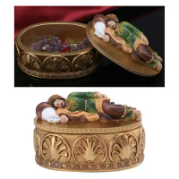 Antique Engraved Saint Joseph Sleeping Statue Religious Figurine Small Trinket Jewelry Home Decoration Gifts Box Ring Organizer