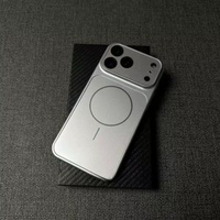 全城熱賣 - 秒變17大視窗適用蘋果17ProMax仿原AG磁啜手機殼iPhone16/15Plus新IP14高級感13純色17Air簡約創意磨砂保護殼iPhone 12 Pro【鈦銀色-細磁啜】秒變