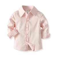 Children Shirts Autumn Fashion Solid color Kids baby Shirts children Clothing Shirt pink Long sleeve 3-12Yrs