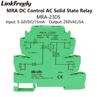 MRA-23D5 5A Smart Ultra-thin SSR Interface Solid State Relay DC AC Input: 3V 5V 12V 24VDC PLC Voltag