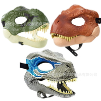萬聖節恐龍動嘴巴面具面罩 聖誕節動物霸王龍恐龍面具頭套