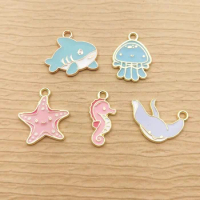 10pcs Enamel Sea Horse Charm for Jewelry Making Craft Animal Earring Pendant Necklace Bracelet Accessories Diy Supplies