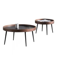 Minimalism Coffee Tables Circle Small Side Tables Artificial Sheet Frame Package Border Shedding Design Iron Legs Detachable