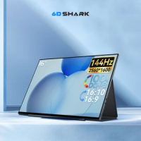 6D SHARK Portable Monitor G16Q1 16" 2K144HZ 16:10/16:9 Switchable IPS For Work Gaming XBOX PS4 PS5