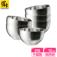【CookPower 鍋寶】316不鏽鋼隔熱碗12cm-6入組(EO-SSB3612Z6)