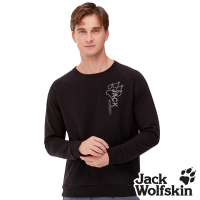 Jack wolfskin飛狼 男 長袖保暖排汗衣 經典LOGO刺繡T恤 大學T『黑』