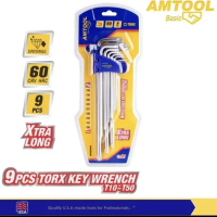 Kunci L Set Bintang Panjang Extra Long 9 Pcs Torx Key Wrench T10-T50 Super Durable Non Tamper Torsi 