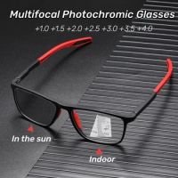 Unisex Ultralight Photochromic Multifocal Glasses Anti-blue Light Reading Eyeglasses Outdoor Sport Presbyopia Diopter Eyeglasses