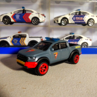 MINIATUR DIECAST SKALA 1/64 HOTWHEELS FORD RANGER RAPTOR CUSTOM MOBIL POLISI BRIMOB BRIGADIR MOBIL