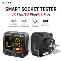 ZOYI ZT-E2 Digital Smart Socket Tester Voltage Test Socket Detector EU Plug Ground Zero Line Phase Check Rcd NCV test