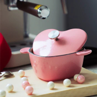 Heart-shaped Mini Cooking Pots Enamel Cast Iron Pots for Kitchen Multifunction Universal Stove Utensils Soup Pot Love Stew Pots