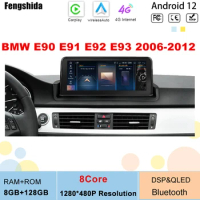 For BMW E90 E91 E92 E93 Android 12 8 Core Car Radio Stereo System WIFI SIM Carplay Auto GPS Navi Multimedia Player