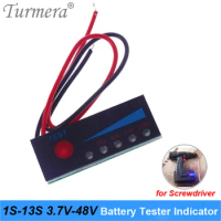 Turmera 1S-13S Battery Tester Capacity Indicator 4.2V 8.4V 12V 16.8V 18V 24V 25V 36V 48V for Screwdriver Battery and E-bike Use