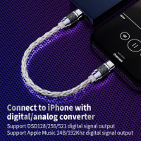 todn 8-core sterling silver audio cable type-c to Lightning to 3.5 mm to 2.5mm to 4.4mm for headphones OTG carbon fiber shell