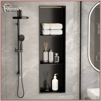 COD Stainless Steel Wall Bathroom Rack Bathroom Embedded Toilet Shelf Bathroom Accessories Toilet Ra