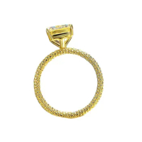 S925 Silver Ring Yellow Zircon 7 * 10 Ascot Pagoda Ring Gold Plated Instagram Style Ring Jewelry