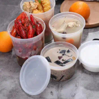 20Pcs Food Storage Box with Airtight Lid Round Clear Food Grade Freezer Microwave Meal Prep Deli Takeaway Food Packing Container