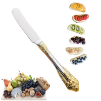 6.8"Gorgeous Butter Spatula Knife With Hollow Handle Gold Accent Oil Spreading Knife for Pastry Jam Cheese Spreader Cutter