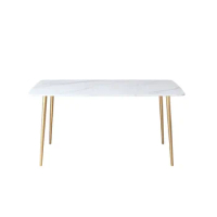 Nordic White Dining Table Decor Gold Legs Living Room Design Dining Table Aesthetic Marble Top