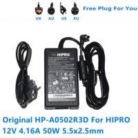 Original 12V 4.16A 50W AC DC Adapter For HIPRO HP-A0502R3D HP-A0501R3D1 LED LCD Monitor Power Supply Charger Adaptor