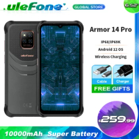 Ulefone Power Armor 14 Pro 8GB 128GB IP68/IP69K Rugged Cellphone 10000mAh Android 12 2.4G/5G Smartph