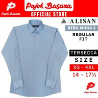 Pojok Busana Kemeja ALISAN Biru Muda B2 Lengan Panjang Regular & Slim Fit Pria - Kantor Kerja Shirt 