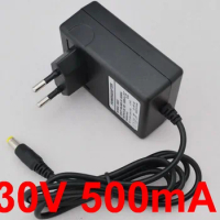 100PCS 30V 500mA High quality AC 100V-240V Converter Switching power adapter DC 30V 500mA 0.5A Supply EU Plug DC 5.5mm x 2.1mm