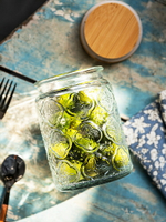 摩登主婦玻璃密封罐復古海棠花紋食品級玻璃罐零食堅果蜂蜜儲物罐