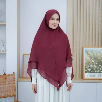 Khimar Salma 2 Layer Bordir Picot Ceruti Babydoll Premium Look Syari