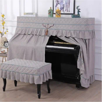 North European Cotton Linen Cloth Dust Cover Solid Color Piano Cover Full Cover Half Open Style Piano Bench Cover 4 colors.