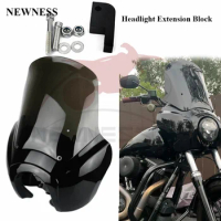 Motorcycle Headlight Fairing W/Outer 15" Windshield Screen &amp; Mounting Relocation Block Kit For Harley Dyna Street Bob Sportster