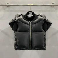 24FW Harajuku Owens Women's Down Jacket Streetwear Waistcoat High Street Three-dimensional Cut Short