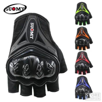 Suomy Half Finger Motorcycle Gloves Protection Men Fingerless Protector Biker Motocross Riding Cycling Motorcyclist Summer Women