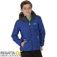 【REGATTA 英國 兒童 佛坎尼超反光防水透氣外套《藍/灰》】RKW196/彈性/內刷毛/夾克