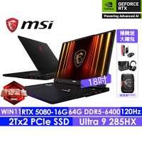 MSI微星 Vector A18 HX A9WIG-041TW 240Hz 18吋電競筆電( R9-9955HX/32G/2T SSD/RTX5080-16G/Win11)