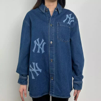 MLB Kemeja MLB NY BLUE MULTI DIAGONAL DENIM LONG SHIRT 100% ORIGINAL