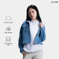 PLATINI Denim Jacket Boxy | Jaket Jeans Crop Wanita 76621 L Denim