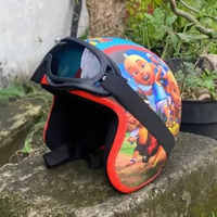 Helm Anak Bogo Kacamata sky Usia 2 3 4 5 6 7 Tahun Motifk Karakter Upin ipin