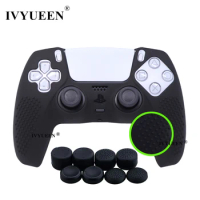 IVYUEEN Studded Protective Silicone Skin with 8 ThumbSticks Grips for PlayStation 5 Dualsense PS5 Controller Case Accessories
