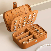 Jewelry Box High-End Delicate Earrings Stud Earrings Storage Box Bracelet Ring Necklace Gold Portabl